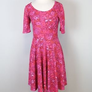 Lularoe Nicole Fit and Flare Dress Pink Size XL